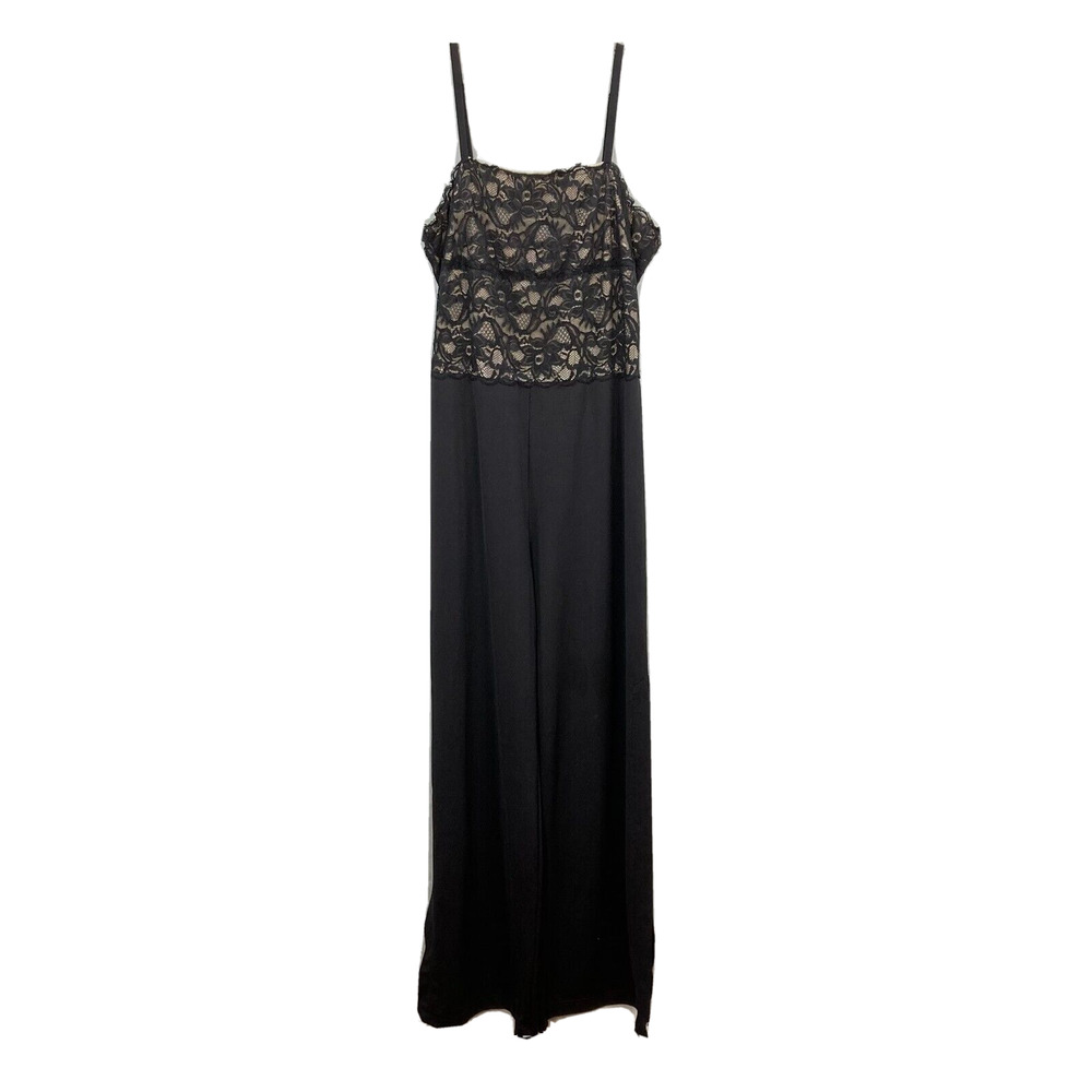 Newport News Shape FX Jumpsuit‎ Womens Sz 10P Petite  Black Lace Bodice Shaper
